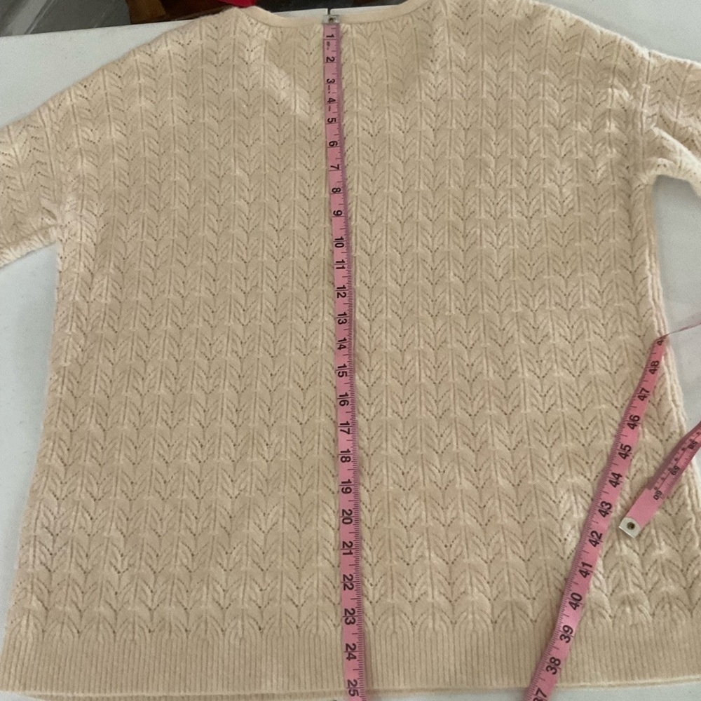 Chico’s Cable Knit Sweater V-Neck “Drama” Pullover Oatmeal Women’s 8 (Chico’s 1) - Picture 12 of 13